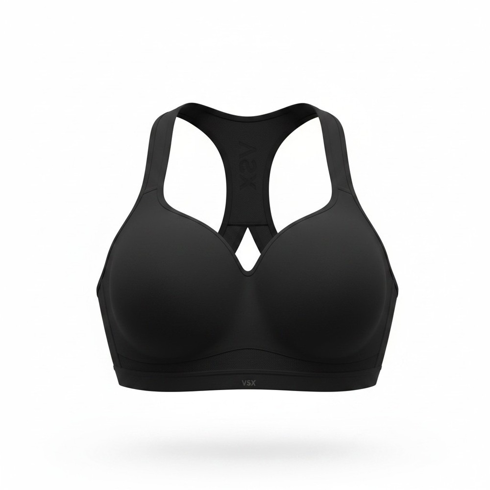VSX Incredible Plunge Sports Bra Women 36DD Black Excellent Racerback 423448-QB4